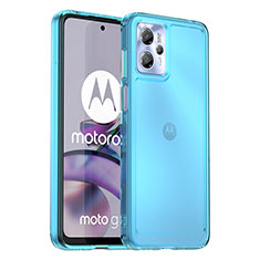 Silikon Schutzhülle Rahmen Tasche Hülle Durchsichtig Transparent J02S für Motorola Moto G23 Blau