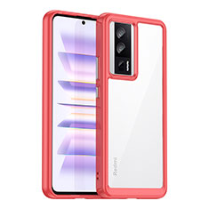 Silikon Schutzhülle Rahmen Tasche Hülle Durchsichtig Transparent J02S für Xiaomi Redmi K60 5G Rot