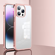 Silikon Schutzhülle Rahmen Tasche Hülle Durchsichtig Transparent LD1 für Apple iPhone 13 Pro Rosegold