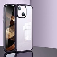 Silikon Schutzhülle Rahmen Tasche Hülle Durchsichtig Transparent LD1 für Apple iPhone 15 Violett