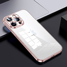 Silikon Schutzhülle Rahmen Tasche Hülle Durchsichtig Transparent LD2 für Apple iPhone 16 Pro Max Rosegold