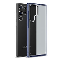 Silikon Schutzhülle Rahmen Tasche Hülle Durchsichtig Transparent M02 für Samsung Galaxy S21 Ultra 5G Blau