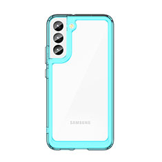 Silikon Schutzhülle Rahmen Tasche Hülle Durchsichtig Transparent M03 für Samsung Galaxy S21 FE 5G Cyan