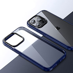 Silikon Schutzhülle Rahmen Tasche Hülle Durchsichtig Transparent QC2 für Apple iPhone 13 Pro Max Blau
