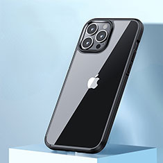 Silikon Schutzhülle Rahmen Tasche Hülle Durchsichtig Transparent QC3 für Apple iPhone 13 Pro Max Schwarz