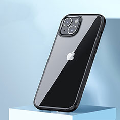 Silikon Schutzhülle Rahmen Tasche Hülle Durchsichtig Transparent QC3 für Apple iPhone 14 Schwarz