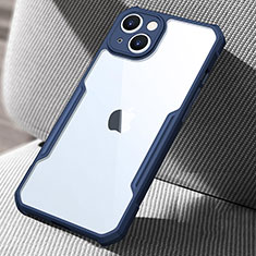 Silikon Schutzhülle Rahmen Tasche Hülle Durchsichtig Transparent Spiegel für Apple iPhone 14 Blau