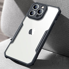 Silikon Schutzhülle Rahmen Tasche Hülle Durchsichtig Transparent Spiegel für Apple iPhone 14 Pro Schwarz