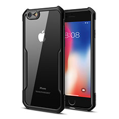 Silikon Schutzhülle Rahmen Tasche Hülle Durchsichtig Transparent Spiegel für Apple iPhone 6 Plus Schwarz