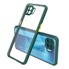 Silikon Schutzhülle Rahmen Tasche Hülle Durchsichtig Transparent Spiegel für Oppo F17 Pro Nachtgrün