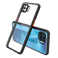 Silikon Schutzhülle Rahmen Tasche Hülle Durchsichtig Transparent Spiegel für Oppo F17 Pro Schwarz