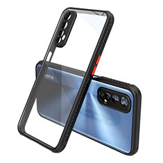 Silikon Schutzhülle Rahmen Tasche Hülle Durchsichtig Transparent Spiegel für Realme 7 Schwarz