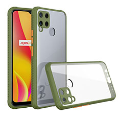 Silikon Schutzhülle Rahmen Tasche Hülle Durchsichtig Transparent Spiegel für Realme C15 Grün