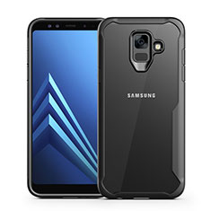 Silikon Schutzhülle Rahmen Tasche Hülle Durchsichtig Transparent Spiegel für Samsung Galaxy A6 (2018) Schwarz