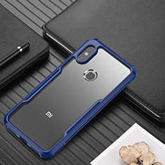 Silikon Schutzhülle Rahmen Tasche Hülle Durchsichtig Transparent Spiegel für Xiaomi Redmi Note 6 Pro Blau