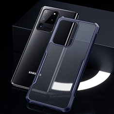 Silikon Schutzhülle Rahmen Tasche Hülle Durchsichtig Transparent Spiegel H01 für Samsung Galaxy S20 Ultra 5G Blau