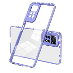 Silikon Schutzhülle Rahmen Tasche Hülle Durchsichtig Transparent Spiegel H01P für Xiaomi Redmi Note 11 Pro 4G Violett