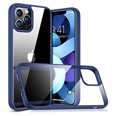 Silikon Schutzhülle Rahmen Tasche Hülle Durchsichtig Transparent Spiegel H04 für Apple iPhone 12 Pro Max Blau