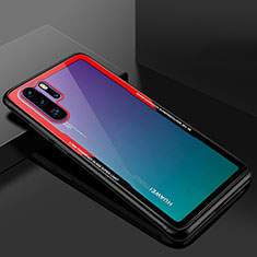 Silikon Schutzhülle Rahmen Tasche Hülle Durchsichtig Transparent Spiegel M01 für Huawei P30 Pro New Edition Rot