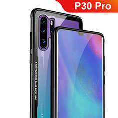 Silikon Schutzhülle Rahmen Tasche Hülle Durchsichtig Transparent Spiegel M01 für Huawei P30 Pro Schwarz