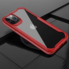 Silikon Schutzhülle Rahmen Tasche Hülle Durchsichtig Transparent Spiegel M02 für Apple iPhone 12 Pro Rot