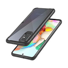 Silikon Schutzhülle Rahmen Tasche Hülle Durchsichtig Transparent Spiegel M02 für Samsung Galaxy A71 5G Schwarz
