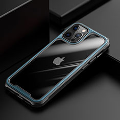 Silikon Schutzhülle Rahmen Tasche Hülle Durchsichtig Transparent Spiegel M03 für Apple iPhone 12 Pro Max Blau