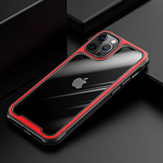 Silikon Schutzhülle Rahmen Tasche Hülle Durchsichtig Transparent Spiegel M03 für Apple iPhone 12 Pro Rot