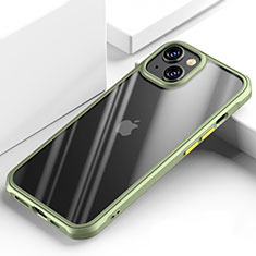 Silikon Schutzhülle Rahmen Tasche Hülle Durchsichtig Transparent Spiegel M03 für Apple iPhone 14 Plus Grün