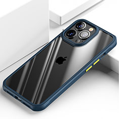 Silikon Schutzhülle Rahmen Tasche Hülle Durchsichtig Transparent Spiegel M03 für Apple iPhone 14 Pro Blau