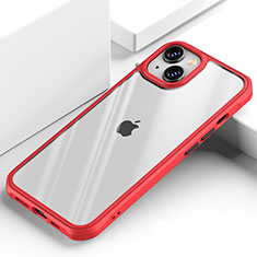 Silikon Schutzhülle Rahmen Tasche Hülle Durchsichtig Transparent Spiegel M03 für Apple iPhone 14 Rot