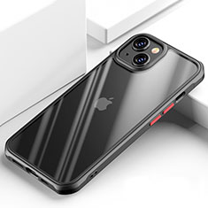 Silikon Schutzhülle Rahmen Tasche Hülle Durchsichtig Transparent Spiegel M03 für Apple iPhone 15 Schwarz