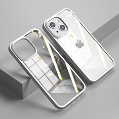 Silikon Schutzhülle Rahmen Tasche Hülle Durchsichtig Transparent Spiegel M04 für Apple iPhone 14 Plus Weiß