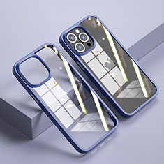 Silikon Schutzhülle Rahmen Tasche Hülle Durchsichtig Transparent Spiegel M04 für Apple iPhone 14 Pro Königs Blau