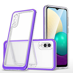 Silikon Schutzhülle Rahmen Tasche Hülle Durchsichtig Transparent Spiegel MQ1 für Samsung Galaxy A02 Violett