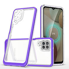 Silikon Schutzhülle Rahmen Tasche Hülle Durchsichtig Transparent Spiegel MQ1 für Samsung Galaxy A12 Violett