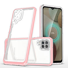 Silikon Schutzhülle Rahmen Tasche Hülle Durchsichtig Transparent Spiegel MQ1 für Samsung Galaxy F12 Rosegold