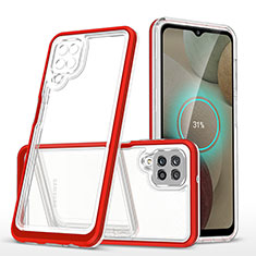 Silikon Schutzhülle Rahmen Tasche Hülle Durchsichtig Transparent Spiegel MQ1 für Samsung Galaxy F12 Rot