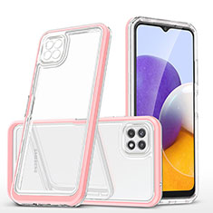 Silikon Schutzhülle Rahmen Tasche Hülle Durchsichtig Transparent Spiegel MQ1 für Samsung Galaxy F42 5G Rosegold