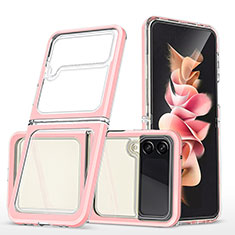 Silikon Schutzhülle Rahmen Tasche Hülle Durchsichtig Transparent Spiegel MQ1 für Samsung Galaxy Z Flip3 5G Rosegold