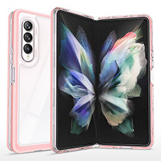 Silikon Schutzhülle Rahmen Tasche Hülle Durchsichtig Transparent Spiegel MQ1 für Samsung Galaxy Z Fold3 5G Rosegold