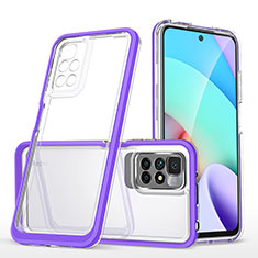 Silikon Schutzhülle Rahmen Tasche Hülle Durchsichtig Transparent Spiegel MQ1 für Xiaomi Redmi 10 (2022) Violett