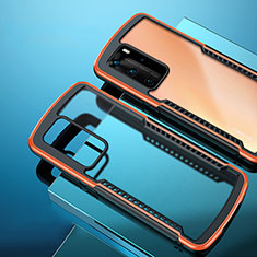 Silikon Schutzhülle Rahmen Tasche Hülle Durchsichtig Transparent Spiegel N01 für Huawei P40 Pro Orange