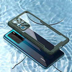 Silikon Schutzhülle Rahmen Tasche Hülle Durchsichtig Transparent Spiegel N04 für Huawei P40 Pro Nachtgrün