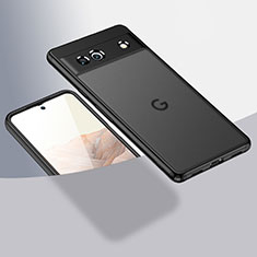 Silikon Schutzhülle Rahmen Tasche Hülle Durchsichtig Transparent W01L für Google Pixel 7a 5G Schwarz