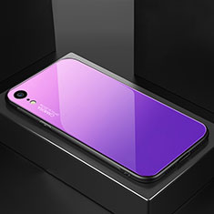 Silikon Schutzhülle Rahmen Tasche Hülle Spiegel Farbverlauf Regenbogen A01 für Apple iPhone XR Violett