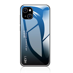 Silikon Schutzhülle Rahmen Tasche Hülle Spiegel Farbverlauf Regenbogen für Apple iPhone 14 Plus Blau