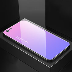 Silikon Schutzhülle Rahmen Tasche Hülle Spiegel Farbverlauf Regenbogen für Apple iPhone 6 Plus Violett