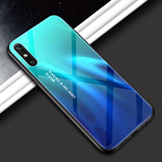 Silikon Schutzhülle Rahmen Tasche Hülle Spiegel Farbverlauf Regenbogen für Huawei Enjoy 10e Cyan