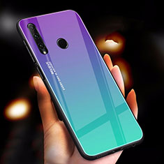 Silikon Schutzhülle Rahmen Tasche Hülle Spiegel Farbverlauf Regenbogen für Huawei Enjoy 9s Cyan